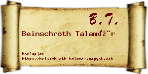Beinschroth Talamér névjegykártya